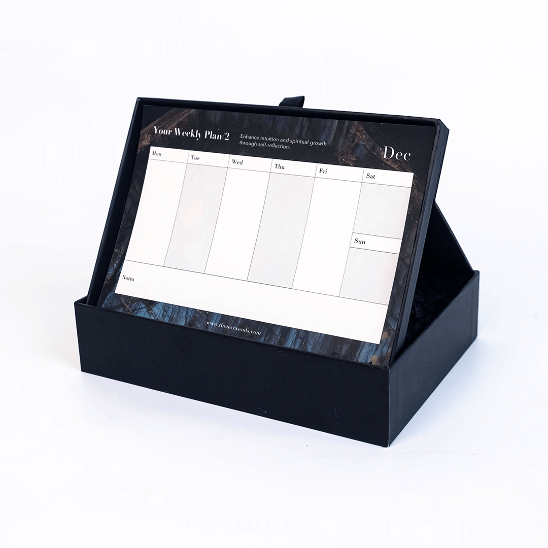 2025-2026 Winter Crystal Desk Calendar + Mini Energy Keychain Set