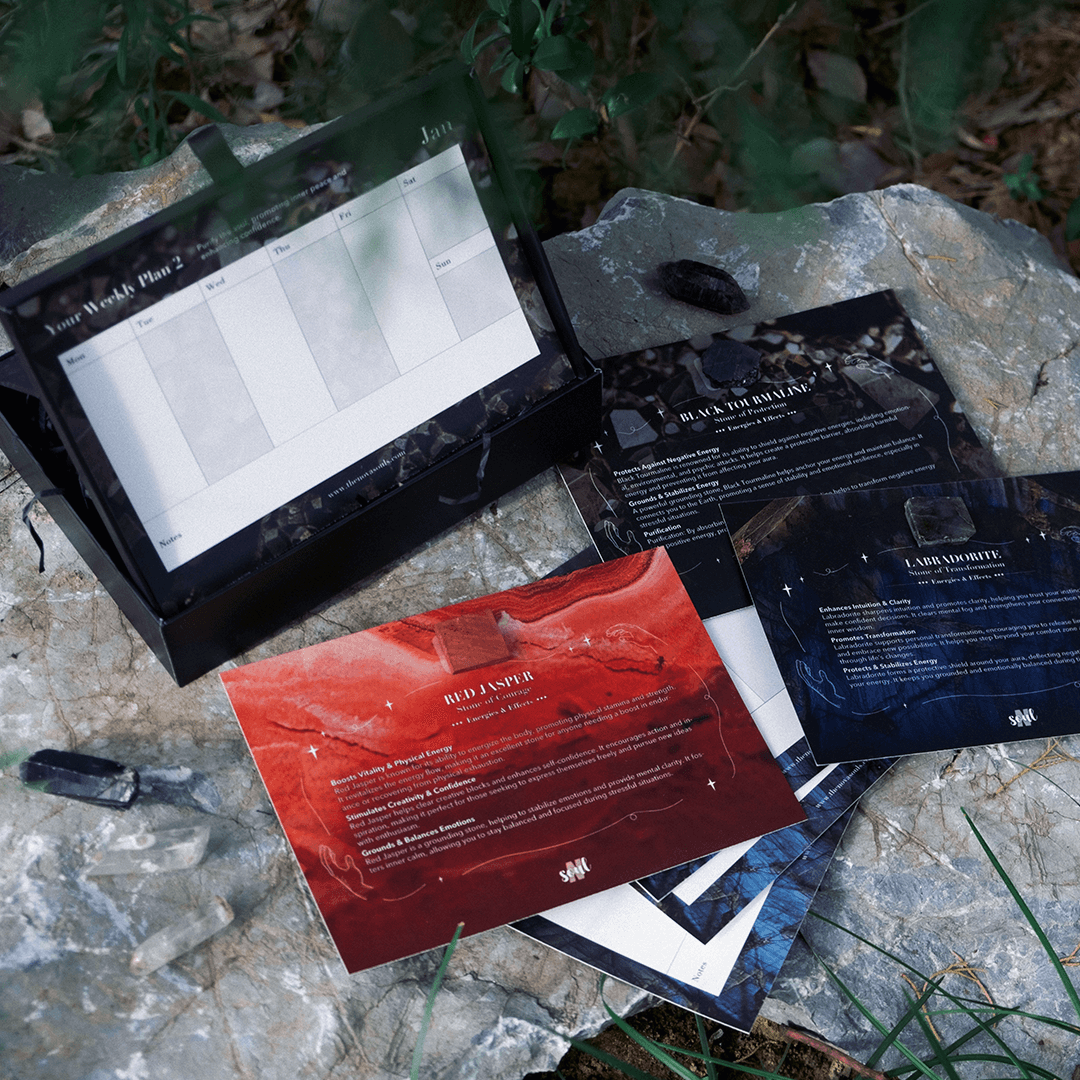 2025-2026 Winter Crystal Desk Calendar + Mini Energy Keychain Set